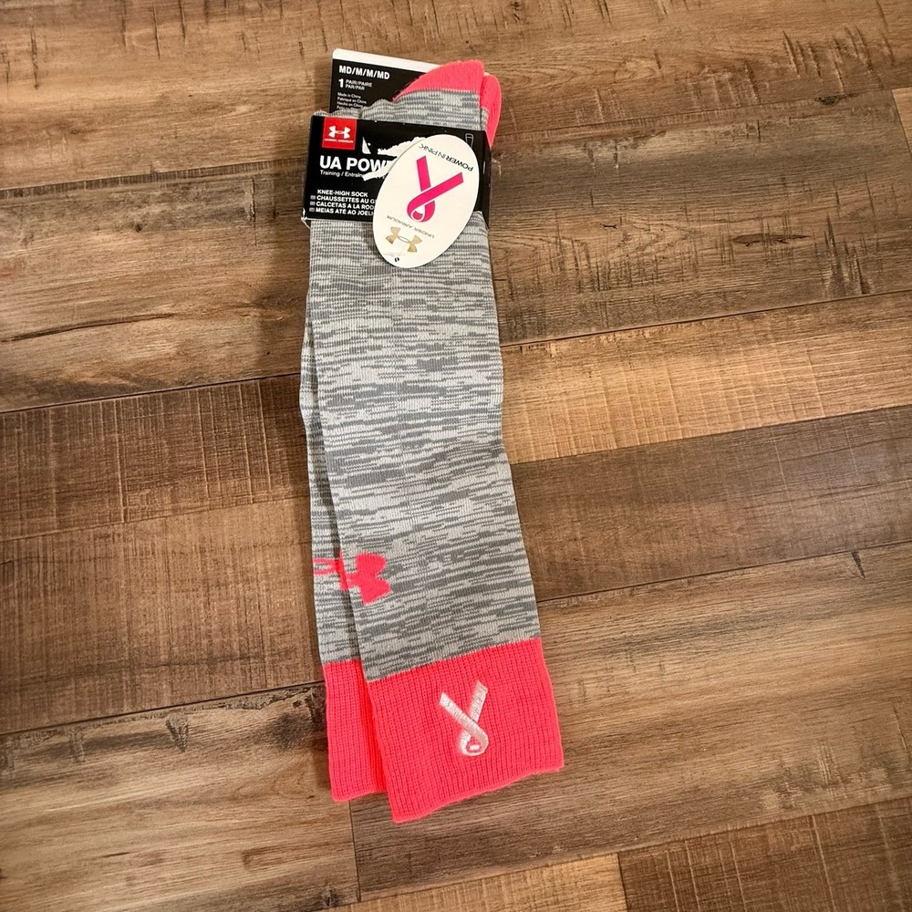 UNDER‎ ARMOUR Breast Cancer Awareness Socks UA Power In Pink Sz M